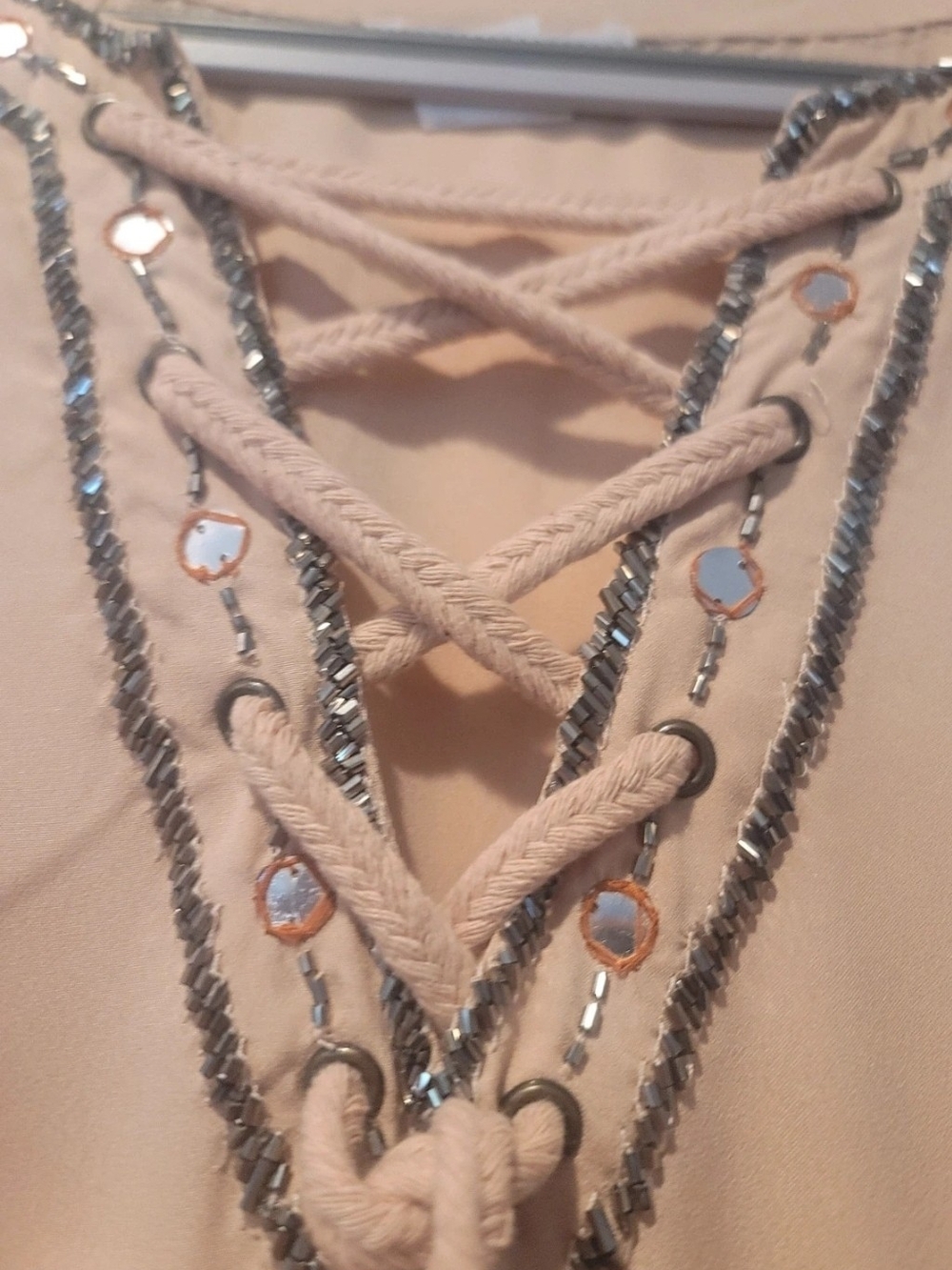 VENUS Beige Embroidered Tassel Tunic Dress - Picture 10 of 10